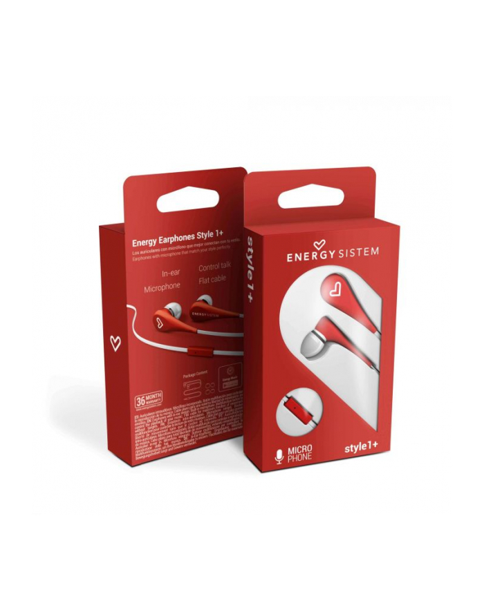 Energy Sistem Earphones Style 1+ 3.5 mm, In-ear/Ear-hook, Microphone, Red (446001) główny