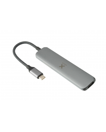 Replikator portów Xtorm USB-C Hub 4-in-1 (pleciony kabel) szary
