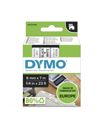 TAŚMA DYMO D1 - 6MM X 7M CZARNY/BIAŁY (43613)