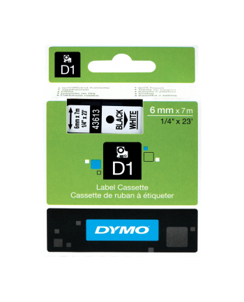 TAŚMA DYMO D1 - 6MM X 7M CZARNY/BIAŁY (43613)