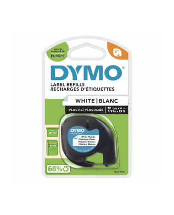 TAŚMA DYMO LETRA TAG- 12MM X 4M PLASTIKOWA BIAŁA (59422)