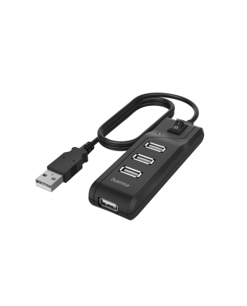 Hub USB 2.0 Hama USB-A - 4x USB-A z włącznikiem czarny
