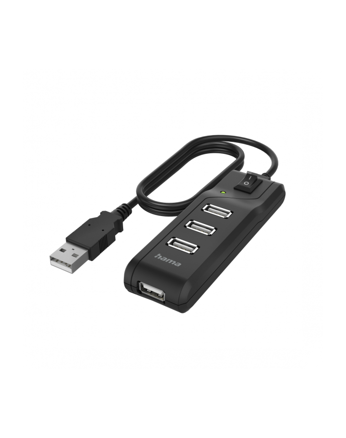 Hub USB 2.0 Hama USB-A - 4x USB-A z włącznikiem czarny główny