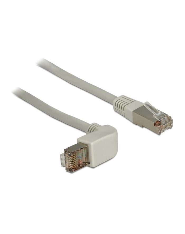 Patchcord Delock SSTP kat.6A 0,5m kątowy LS0H miedź szary główny