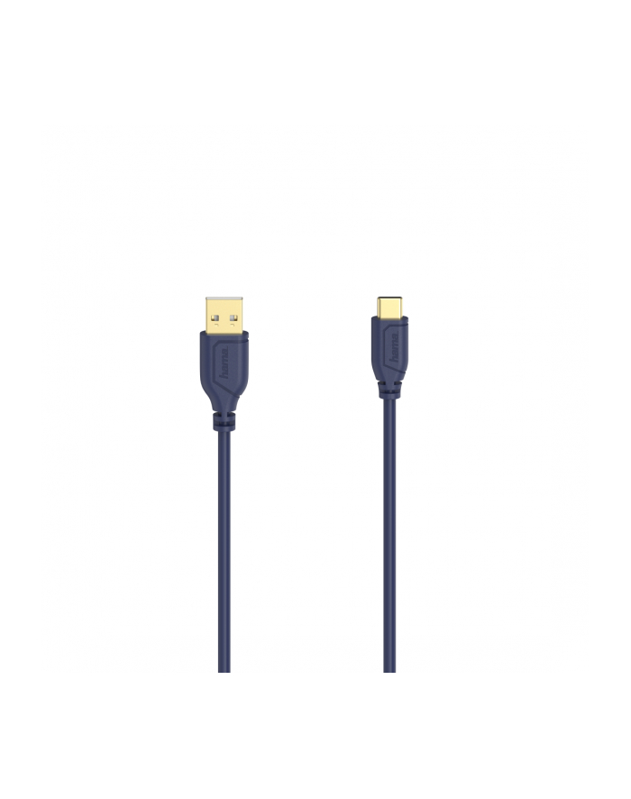 Kabel Hama USB-C - USB 2.0 A Flexi-Slim 0,75m niebieski główny