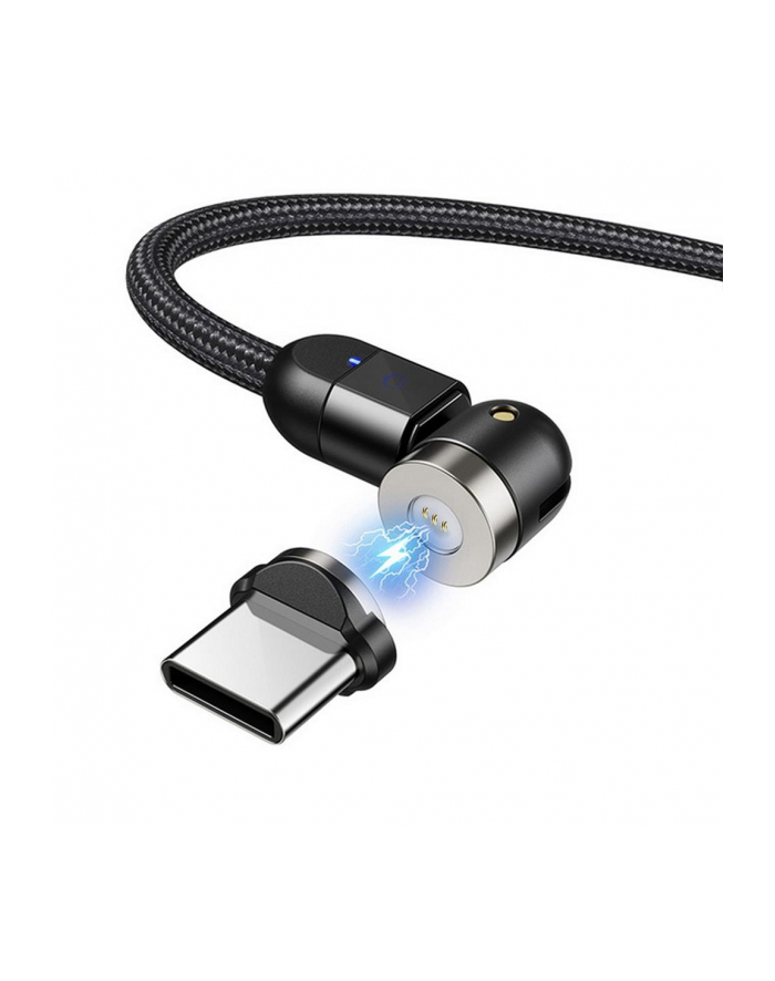 Kabel USB 2.0 Maclean MCE474 magnetyczny USB C kątowy 1m czarny główny