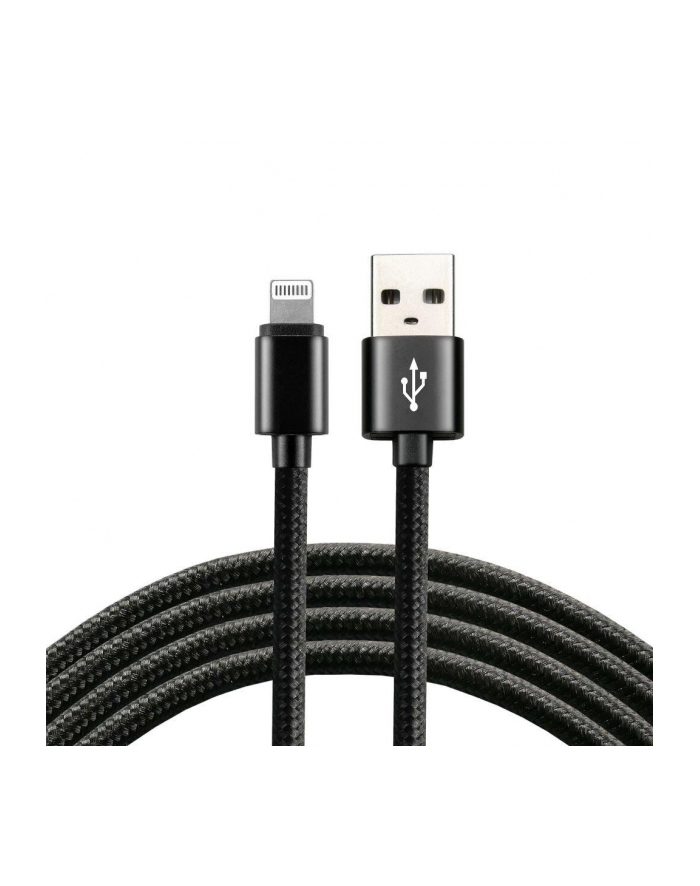 Kabel USB - Lightning everActive CBB-2IB 2m z obsługą szybkiego ładowania do 2,4A czarny główny