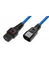 Kabel przedłużający zasilający z blokadą IEC LOCK 3x1mm2 C14/C13 prosty M/Ż 1m niebieski - nr 1