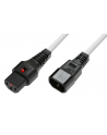 Kabel przedłużający zasilający z blokadą IEC LOCK 3x1mm2 C14/C13 prosty M/Ż 1m biały - nr 1