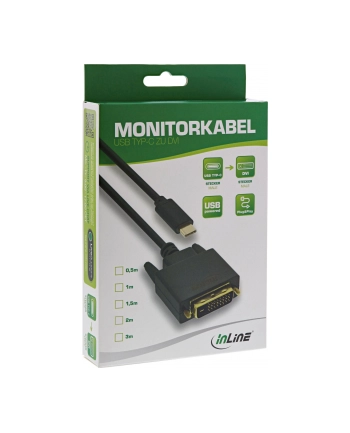InLine Kabel Adapter USB-C na DVI męski (DP Alt Mode) czarny - 1m (64131)