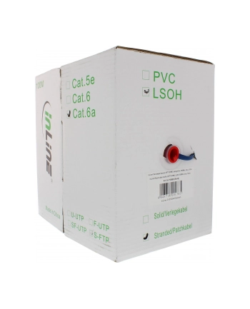 InLine Kabel instalacyjny S/FTP PiMF Cat.6A halogen free 500MHz niebieski 100m (76899B)