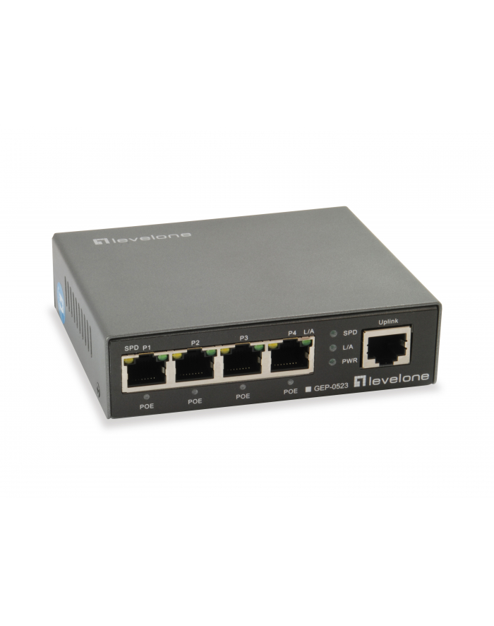 Levelone 5-Port Gigabit PoE Switch - 802.3at/af PoE - 4 PoE Outputs - 60W - Gigabit Ethernet (10/100/1000) - Power over Ethernet (GEP0523) główny