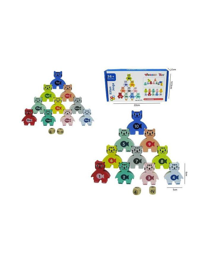 hipo Gra Kotki Jenga 6cm 12 elementów drewno M7225 główny