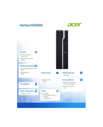 acer Komputer Veriton VX2680G i5-11400/8GB/512GB/W11P