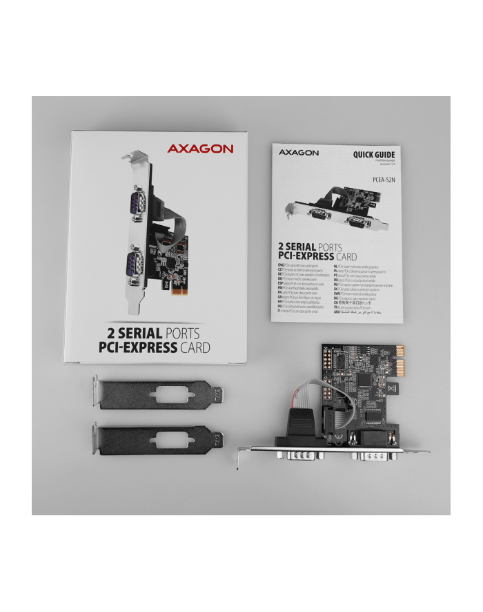 Kontroler Axagon PCIe x1 - 2x Port szeregowy DB9 (PCEA-S2N) główny