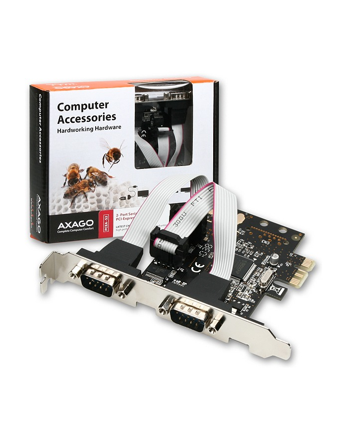 Kontroler Axagon PCIe x1 - 2x Port szeregowy DB9 (PCEA-S2N) główny