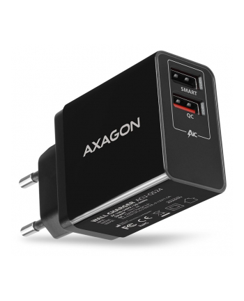 Axagon Ładowarka Quick i Smart 2x USB Port QC3.0/AFC/FCP + 5V-1.2A 24W (ACUQS24)