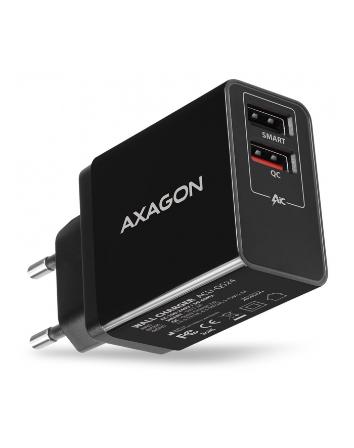 Axagon Ładowarka Quick i Smart 2x USB Port QC3.0/AFC/FCP + 5V-1.2A 24W (ACUQS24) główny