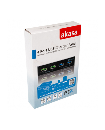 Akasa přední panel HUB 4 Port USB nabíjecí panel s dual Quick Charge 3.0 a dual USB 3.1 porty (AKA) nr 1