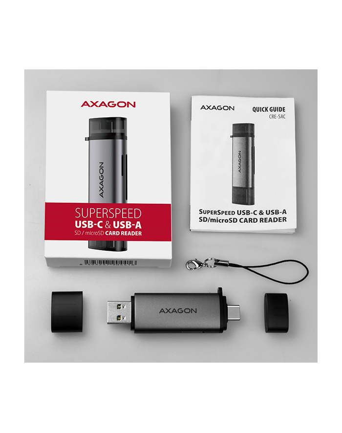 Axagon CRE-SAC, USB3.2 Gen 1 Type-C + Type-A zewnętrzny czytnik kart SD/microSD (AXN) główny