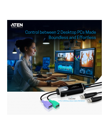 Aten 2Port USB Boundless Cable KM Switch (CS62KMAT) nr 2