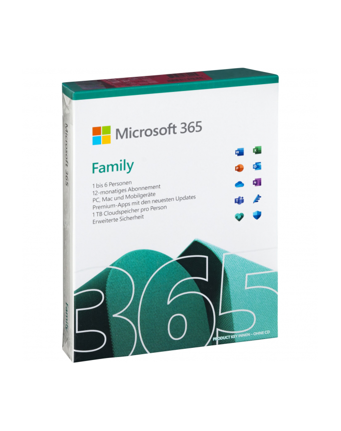 Microsoft 365 Family [DE] 1Y Subscr.P8 Ehemals Office 365 Home (6GQ01580) główny