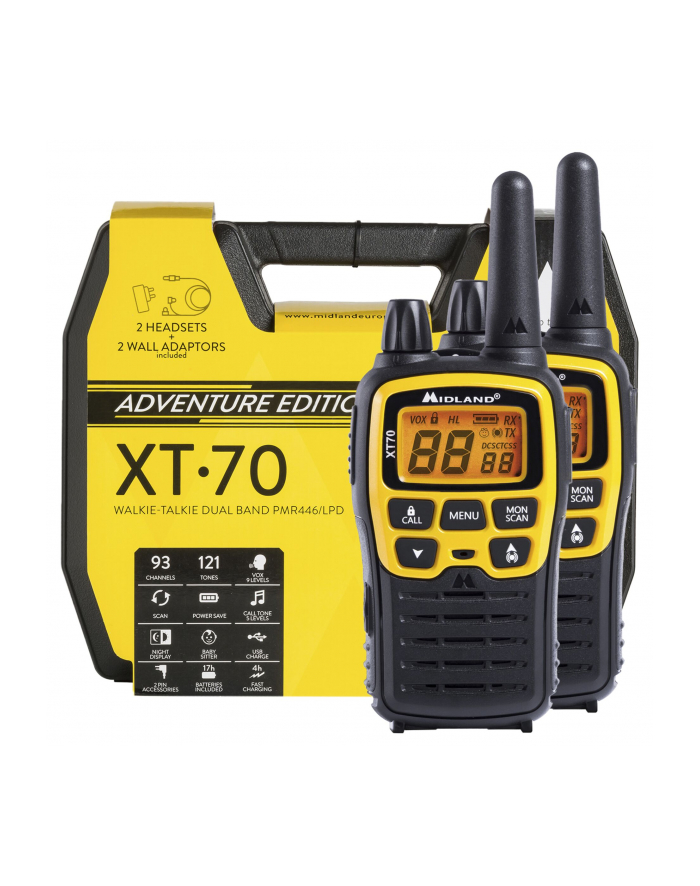 Pni Radio Przenośne Pmr/Lpd Midland Xt70 Adventure Zestaw 2 Szt. , Kolor Żółty Kod C1180.01 główny
