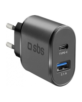 SBS USB + USB-C 15W Czarny (TETRAVUSBTC2AFAST)