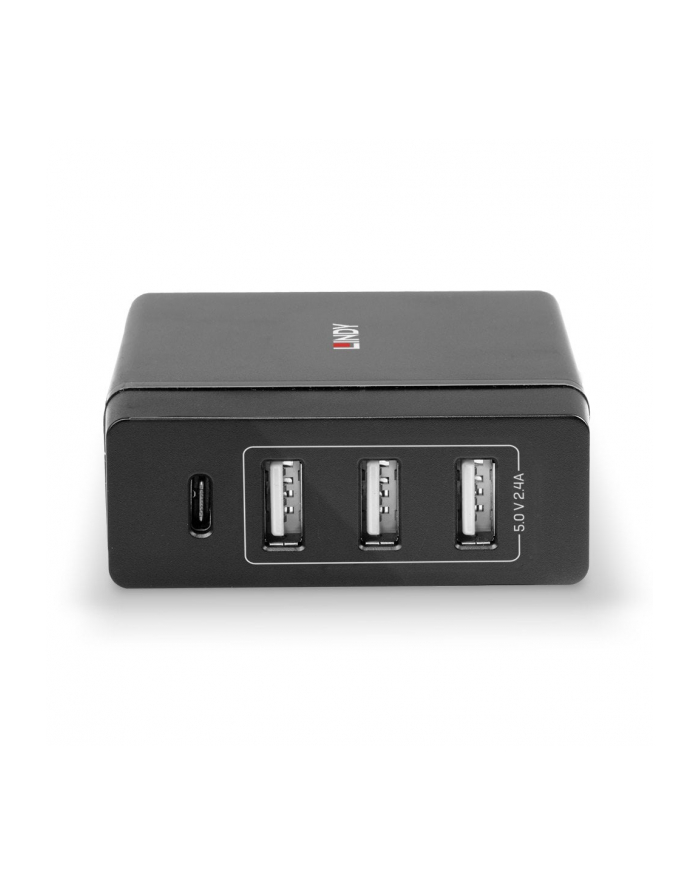 Lindy 4 Port USB Type C ' A Smart Charger with Power Delivery, 72W, Charger (Black) główny