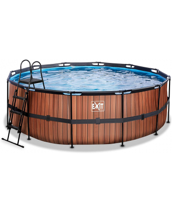 Exit Toys Wood Pool, Frame Pool O 427x122cm, swimming pool (brown, with sand filter system)