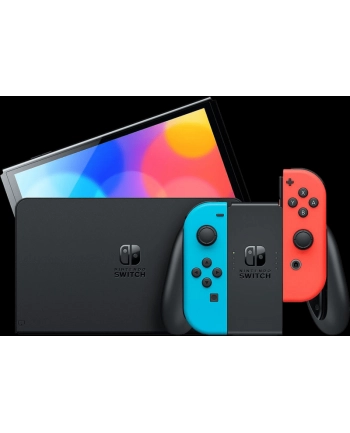 Nintendo Switch (OLED model), game console (neon red/neon blue)