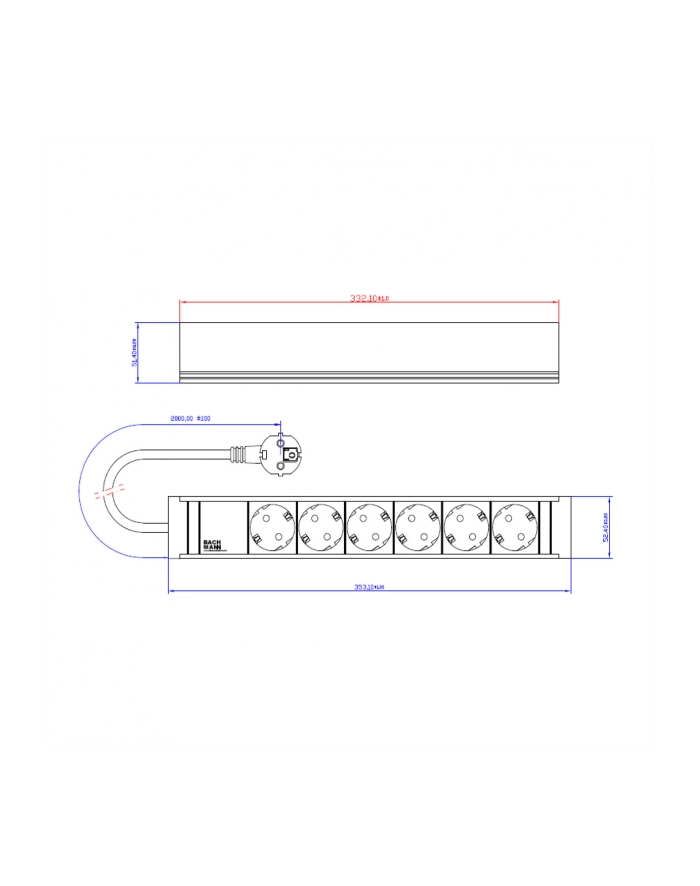 Bachmann CONNECT LINE 420.0018, 6-way power strip (Kolor: CZARNY) główny