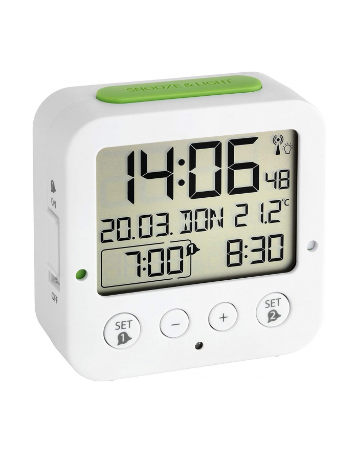 TFA Digital radio alarm clock with temperature BINGO (Kolor: BIAŁY/green) główny
