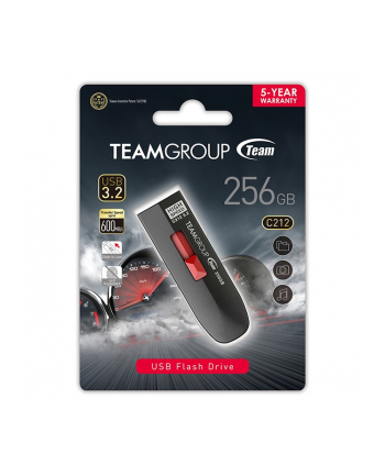 Team Group C212 256GB USB Stick (Black/Red USB-A 3.2 Gen 2)