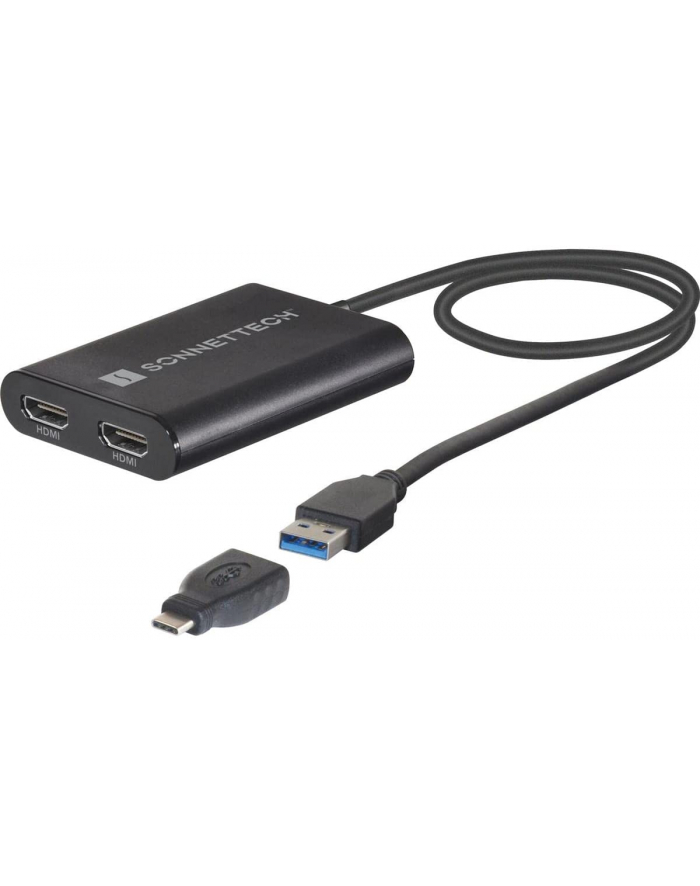 Sonnet Adapter USB 3 Dual 4K 60Hz HDMI, for M1 Macs (Kolor: CZARNY, 30cm) główny