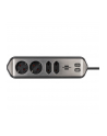 Brennenstuhl estilo corner power strip 4-way (Kolor: CZARNY/stainless steel, 2x USB) - nr 50