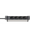 Brennenstuhl Alu-Line 10  4-way, power strip (Kolor: CZARNY/silver, 1U) - nr 1