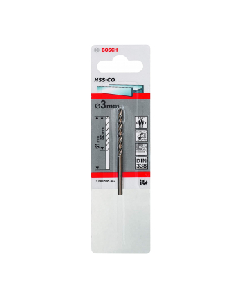 bosch powertools Bosch metal twist drill HSS-Co, DIN 338, O 3mm (working length 33mm)