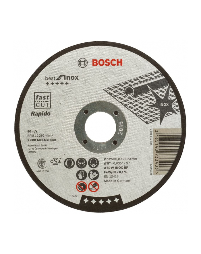 bosch powertools Bosch cutting disc Best for Inox, Rapido, O 125mm (straight, A 60 W INOX BF) główny
