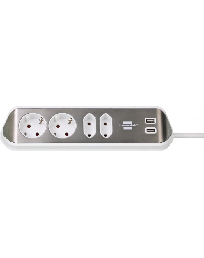 Brennenstuhl estilo corner power strip 4-way (Kolor: BIAŁY/stainless steel, 2x USB) główny