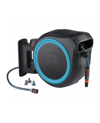 GARDENA Wall-Mounted Hose Box RollUp XL, 35 meters, hose reel (grey/turquoise)