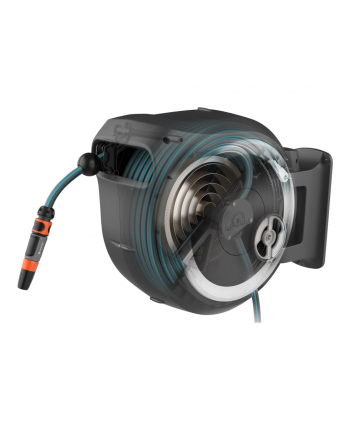 GARDENA Wall-Mounted Hose Box RollUp XL, 35 meters, hose reel (grey/turquoise)