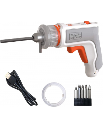 Kolor: CZARNY+decker Black'Decker HEXDRIVER, cordless furniture screwdriver BCRTA01 (Kolor: BIAŁY/orange, 3.6 volts)