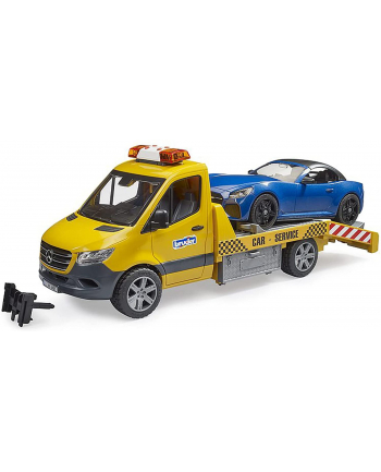Bruder MB Sprinter car transporter with light ' sound module, model vehicle (orange/blue, incl. Roadster)