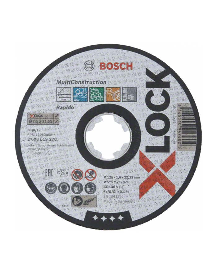 bosch powertools Bosch cutting disc X-LOCK Rapido Multi Material 125mm straight (125 x 1.6 x 22.23mm) główny