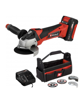 Einhell cordless angle grinder TC-AG 18/115 Li Kit, 18V (red/Kolor: CZARNY, Li-Ion battery 4.0Ah)