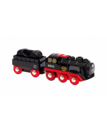 BRIO battery steam locomotive with water tank, toy vehicle (Kolor: CZARNY/red)