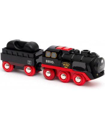 BRIO battery steam locomotive with water tank, toy vehicle (Kolor: CZARNY/red)