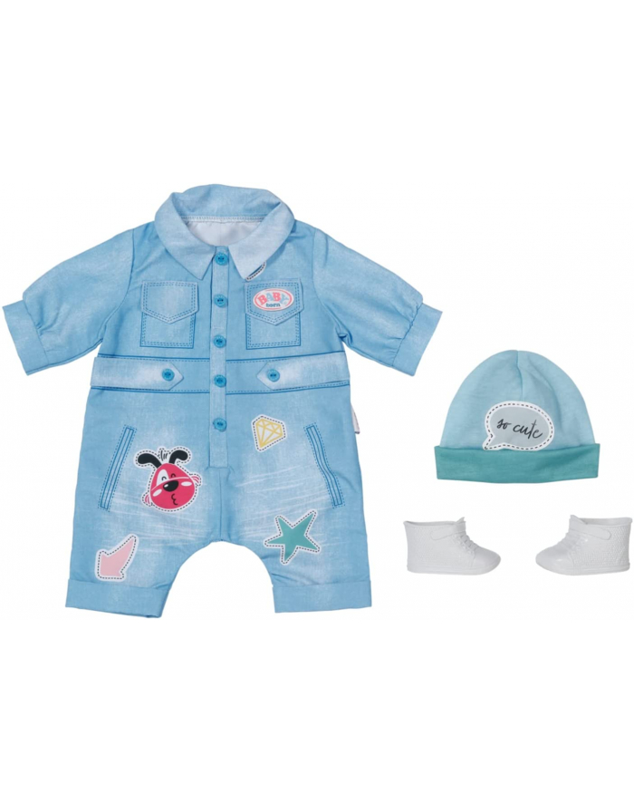 ZAPF Creation BABY born Deluxe Jeans Overall 43cm, doll accessories (one piece suit, hat and shoes) główny