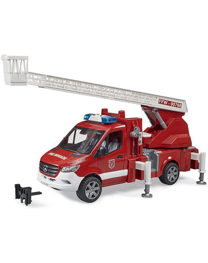 bruder MB Sprinter fire brigade with light ' sound module, model vehicle (red/Kolor: BIAŁY, turntable ladder, pump) główny